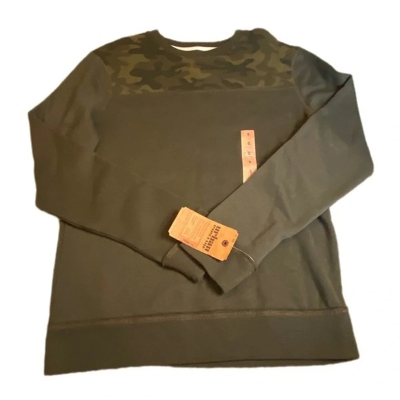 Camo/ Dark Green Small Crewneck fleece Sweatshirt​ - Picture 1 of 4